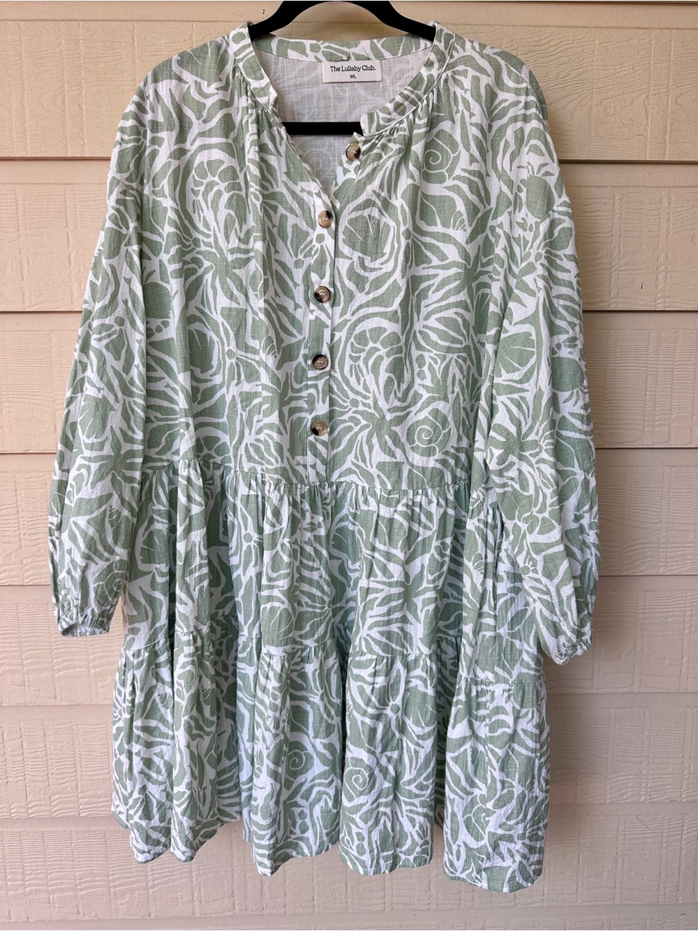 The Lullaby Club Sage & White Floral Tiered Henley Maternity Dress